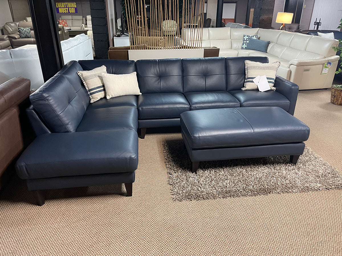 Max Divani Evan Navy Sectional – Leather Expressions