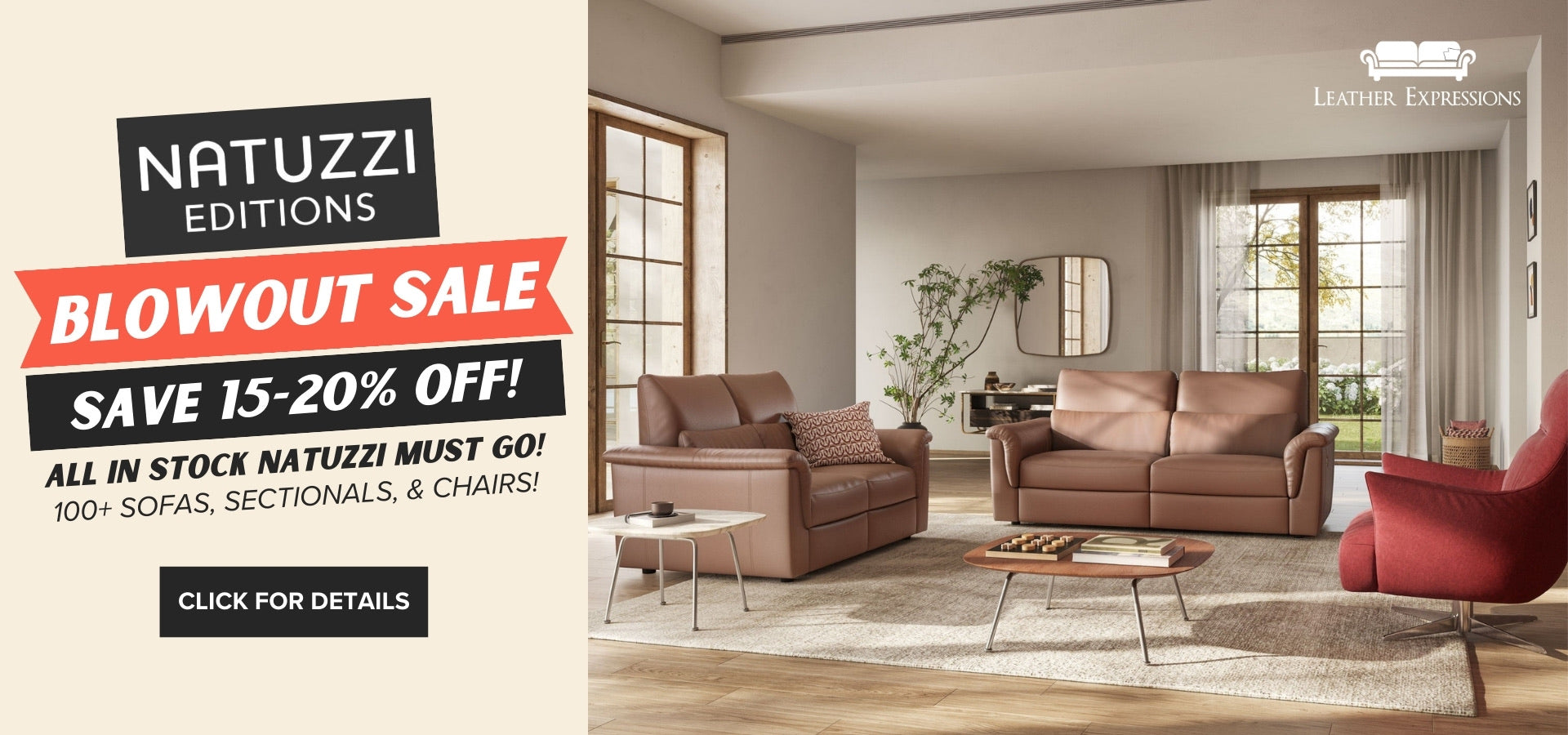 Natuzzi Editions Blowout Sale! Save 15 to 20% OFF all in stock Natuzzi models! All In Stock Natuzzi Models must go! 100+ sofas, ssectionals and chairs are on sale!